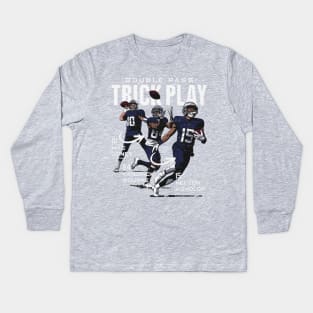 Mac Jones Kendrick Bourne & Nelson Agholor New England Trick Pass Kids Long Sleeve T-Shirt